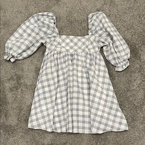 Storia Gray and White Checkered Mini Dress